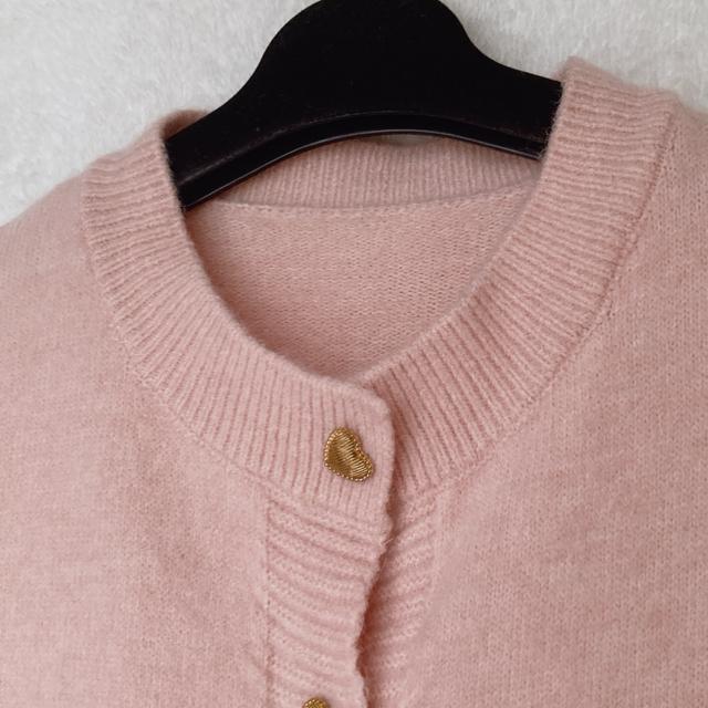 LAFFMO ラフモ 厚手 長袖 ニット カーディガン ハート型ボタン F N2m < 女性ファッション LAFFMO ラフモ 厚手 長袖 ニット カーディガン ハート型ボタン F N2m < 女性ファッションの