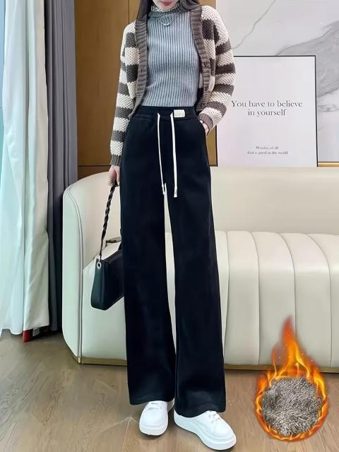 超お買い得2390円★レディース 秋冬 ふわふわ 厚手 暖か パンツ ドローストリングウエスト 日本サイズM黒 < 女性ファッション 超お買い得2390円★レディース 秋冬 ふわふわ 厚手 暖か パンツ ドローストリングウエスト 日本サイズM黒 < 女性ファッションの