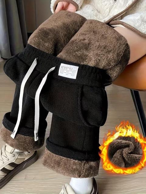 超お買い得2390円★レディース 秋冬 ふわふわ 厚手 暖か パンツ ドローストリングウエスト 日本サイズM黒 < 女性ファッション 超お買い得2390円★レディース 秋冬 ふわふわ 厚手 暖か パンツ ドローストリングウエスト 日本サイズM黒 < 女性ファッションの