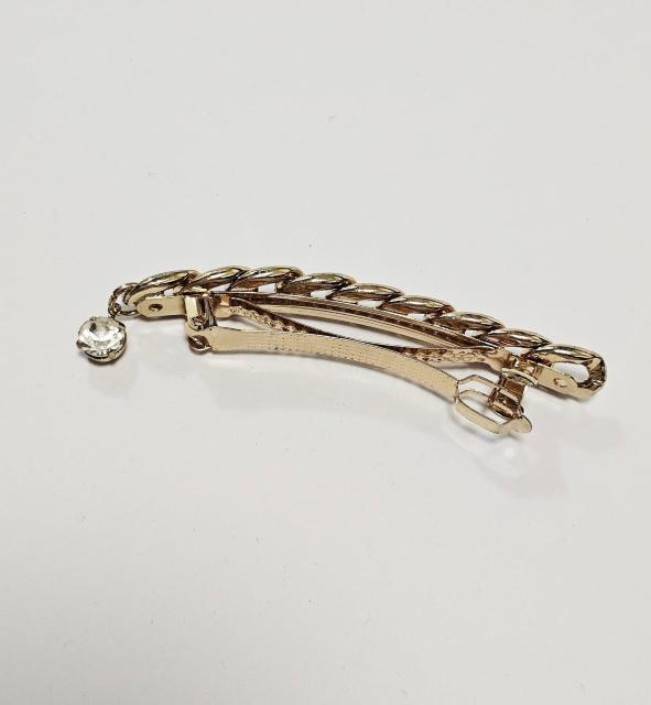 (235) GOLDチェーン 1粒ラインストーンぶら下がり バレッタ < 女性アクセサリー/時計 (235) GOLDチェーン 1粒ラインストーンぶら下がり バレッタ < 女性アクセサリー/時計の