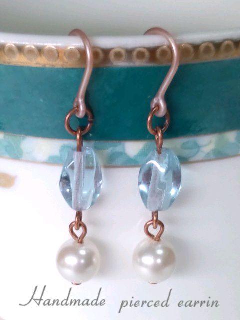 スカイブルーナツメ&シルキーパール樹脂フック☆ < 女性アクセサリー/時計  スカイブルーナツメ&シルキーパール樹脂フック☆  < 女性アクセサリー/時計の