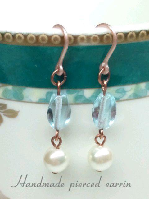 スカイブルーナツメ&シルキーパール樹脂フック☆ < 女性アクセサリー/時計  スカイブルーナツメ&シルキーパール樹脂フック☆ < 女性アクセサリー/時計の