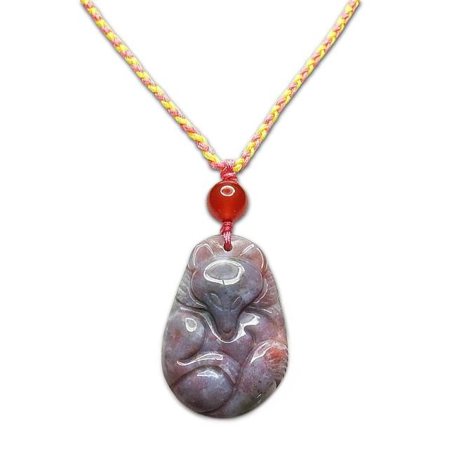 レア品赤系モスアゲートきつね彫りペンダント可愛い紐ネックレス ランダム発送 < 女性アクセサリー/時計  レア品赤系モスアゲートきつね彫りペンダント可愛い紐ネックレス ランダム発送  < 女性アクセサリー/時計の
