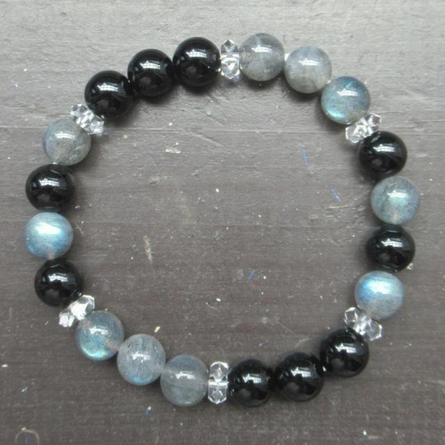 ラブラドライトxオニキスブレスレット 天然石 < 男性アクセサリー/時計 ラブラドライトxオニキスブレスレット 天然石 < 男性アクセサリー/時計の