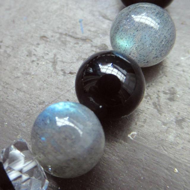 ラブラドライトxオニキスブレスレット 天然石 < 男性アクセサリー/時計 ラブラドライトxオニキスブレスレット 天然石 < 男性アクセサリー/時計の