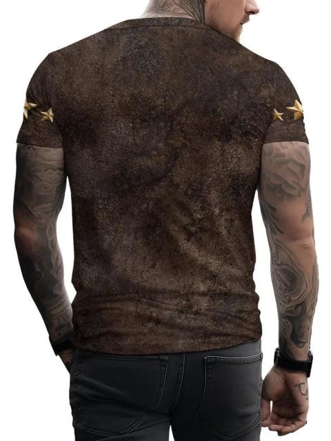 爆ヤス価格890円★メンズ ルート66 3Dプリント 半袖Tシャツ - ヴィンテージバイク&星柄 USAサイズS(日本サイズL) < 男性ファッション 爆ヤス価格890円★メンズ ルート66 3Dプリント 半袖Tシャツ - ヴィンテージバイク&星柄 USAサイズS(日本サイズL) < 男性ファッションの