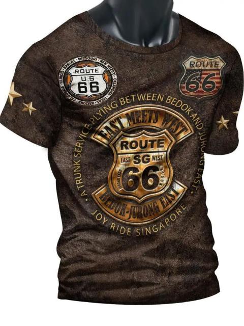 爆ヤス価格890円★メンズ ルート66 3Dプリント 半袖Tシャツ - ヴィンテージバイク&星柄 USAサイズS(日本サイズL) < 男性ファッション 爆ヤス価格890円★メンズ ルート66 3Dプリント 半袖Tシャツ - ヴィンテージバイク&星柄 USAサイズS(日本サイズL) < 男性ファッションの