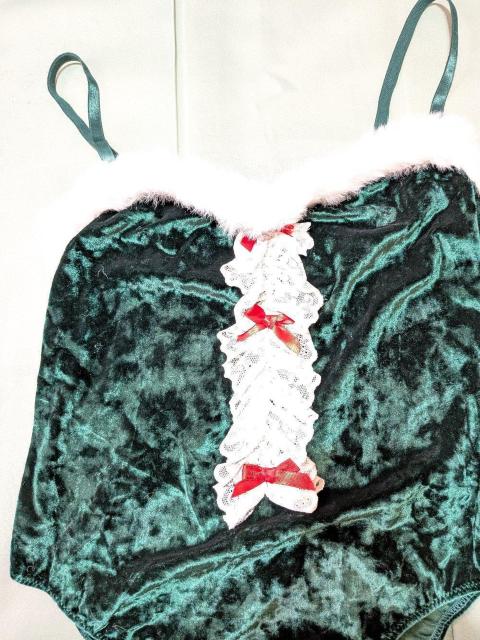 W1090 高級品 ベルベットのクリスマスボディースーツ グリーン L < 女性ファッション W1090 高級品 ベルベットのクリスマスボディースーツ グリーン L < 女性ファッションの