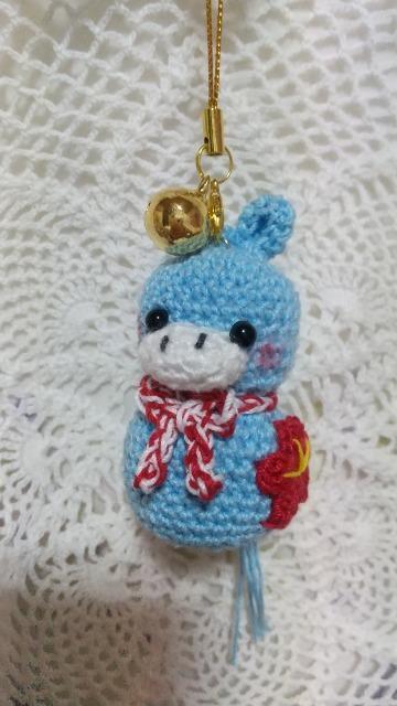 すず付きカラフル*うま編みぐるみストラップ(水色) < ペット/手芸/園芸 すず付きカラフル*うま編みぐるみストラップ(水色) < ペット/手芸/園芸の