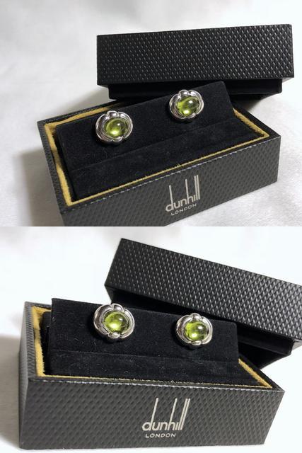 正規限定 アルフレッドダンヒル dunhill ドーム型ストーン装飾カフス リフレクショングリーン系×SVボタン 付属有 < ブランド  正規限定 アルフレッドダンヒル dunhill ドーム型ストーン装飾カフス リフレクショングリーン系×SVボタン 付属有 < ブランドの