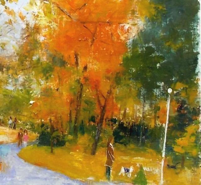 (^^♪ 金山ヒロシ 油彩画【秋楡の小径】『F8号』新額付き★秋色に染まった公園の楡 < ホビー (^^♪ 金山ヒロシ 油彩画【秋楡の小径】『F8号』新額付き★秋色に染まった公園の楡 < ホビーの