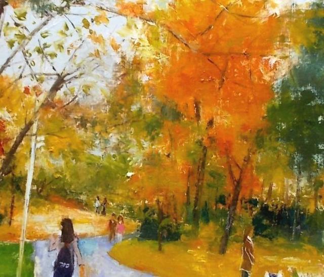 (^^♪ 金山ヒロシ 油彩画【秋楡の小径】『F8号』新額付き★秋色に染まった公園の楡 < ホビー (^^♪ 金山ヒロシ 油彩画【秋楡の小径】『F8号』新額付き★秋色に染まった公園の楡 < ホビーの