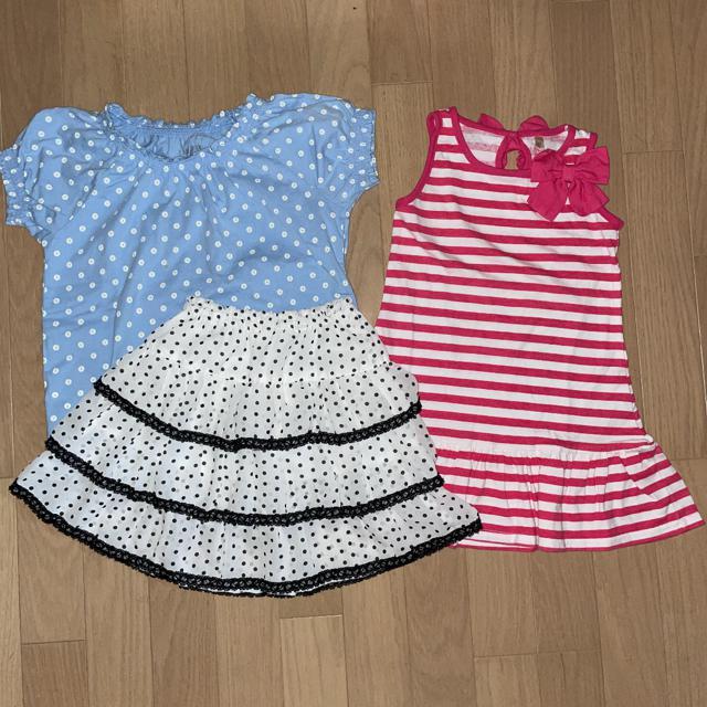 �L�b�Y ���̎q 110�p �g�b�v�X �X�J�[�g �����s�[�X 3�_�Z�b�g 