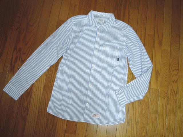 WTAPS ダブルタップス 薄手 ストライプシャツ M 白青系 ポリ素材 マリン < ブランド  WTAPS ダブルタップス 薄手 ストライプシャツ M 白青系 ポリ素材 マリン < ブランドの