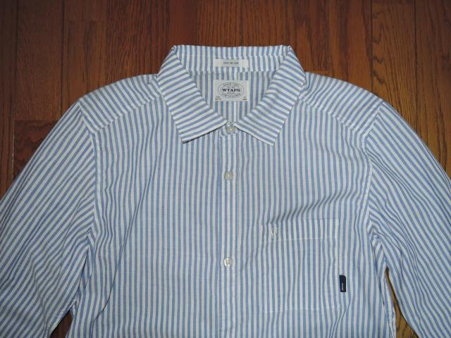 WTAPS ダブルタップス 薄手 ストライプシャツ M 白青系 ポリ素材 マリン < ブランド  WTAPS ダブルタップス 薄手 ストライプシャツ M 白青系 ポリ素材 マリン < ブランドの