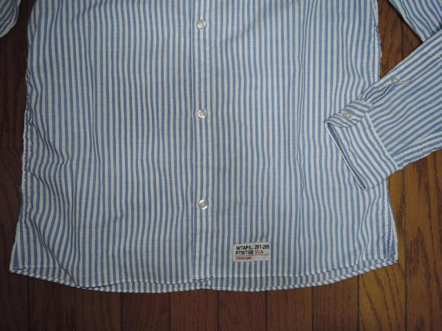 WTAPS ダブルタップス 薄手 ストライプシャツ M 白青系 ポリ素材 マリン < ブランド  WTAPS ダブルタップス 薄手 ストライプシャツ M 白青系 ポリ素材 マリン < ブランドの