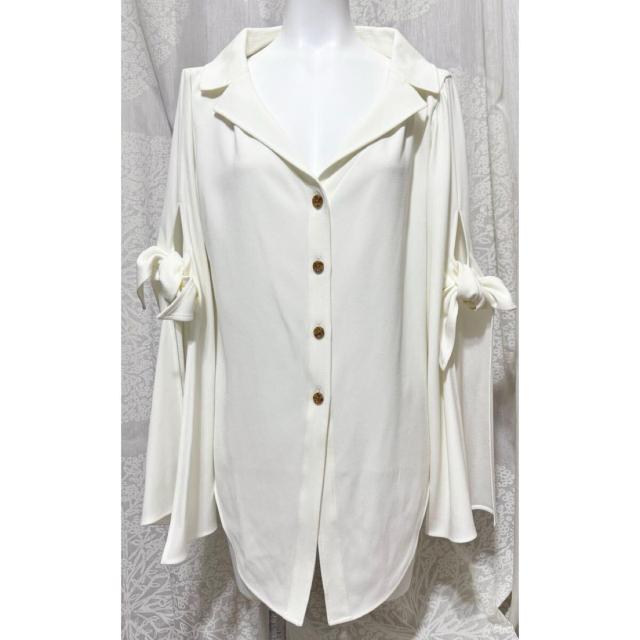 アディアムADEAM 袖リボンブラウス白#0 < 女性ファッション アディアムADEAM 袖リボンブラウス白#0 < 女性ファッションの