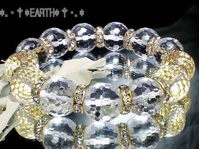 天然石★14ミリ128面カット高級水晶AAA金色ロンデル数珠 < 男性アクセサリー/時計 天然石★14ミリ128面カット高級水晶AAA金色ロンデル数珠 < 男性アクセサリー/時計の