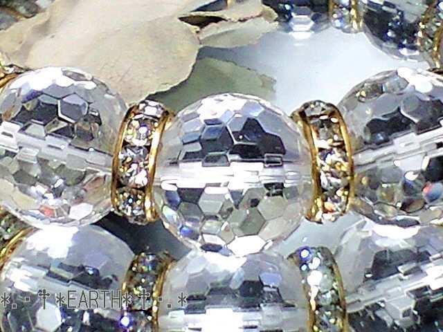 天然石★14ミリ128面カット高級水晶AAA金色ロンデル数珠 < 男性アクセサリー/時計 天然石★14ミリ128面カット高級水晶AAA金色ロンデル数珠 < 男性アクセサリー/時計の