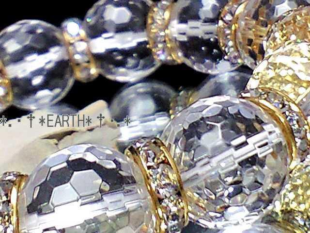 天然石★14ミリ128面カット高級水晶AAA金色ロンデル数珠 < 男性アクセサリー/時計 天然石★14ミリ128面カット高級水晶AAA金色ロンデル数珠 < 男性アクセサリー/時計の