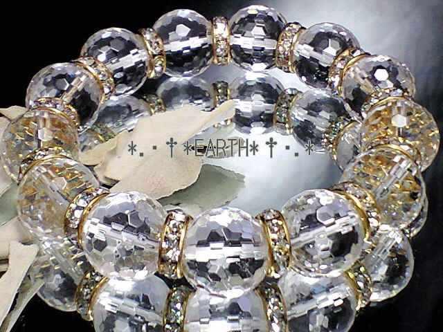 天然石★14ミリ128面カット高級水晶AAA金色ロンデル数珠 < 男性アクセサリー/時計 天然石★14ミリ128面カット高級水晶AAA金色ロンデル数珠 < 男性アクセサリー/時計の