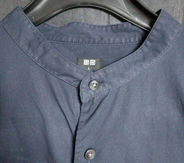 ユニクロ スタンドカラーシャツ 長袖 メンズ サイズL NAVY < 男性ファッション  ユニクロ スタンドカラーシャツ 長袖 メンズ サイズL NAVY < 男性ファッションの