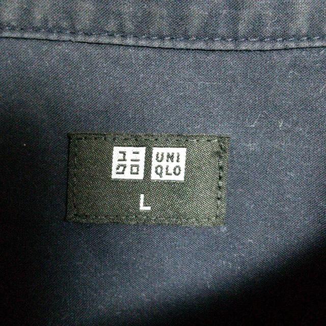 ユニクロ スタンドカラーシャツ 長袖 メンズ サイズL NAVY < 男性ファッション  ユニクロ スタンドカラーシャツ 長袖 メンズ サイズL NAVY < 男性ファッションの