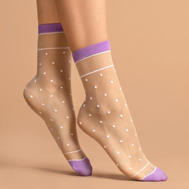 Fiore ドット柄シースルー アンクルソックス ストッキング素材 < 女性ファッション  Fiore ドット柄シースルー アンクルソックス ストッキング素材  < 女性ファッションの