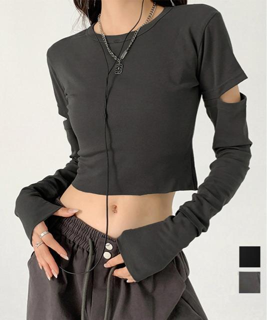 送料無料 新品 長袖Tシャツ 袖カットアウト カットソー < 女性ファッション  送料無料 新品 長袖Tシャツ 袖カットアウト カットソー  < 女性ファッションの