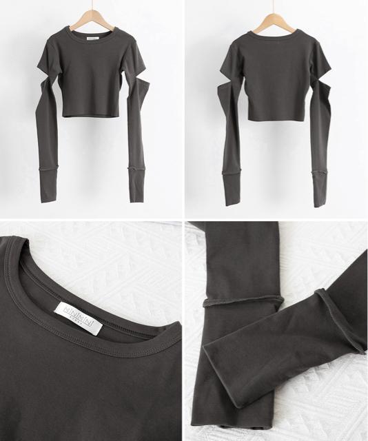 送料無料 新品 長袖Tシャツ 袖カットアウト カットソー < 女性ファッション  送料無料 新品 長袖Tシャツ 袖カットアウト カットソー < 女性ファッションの