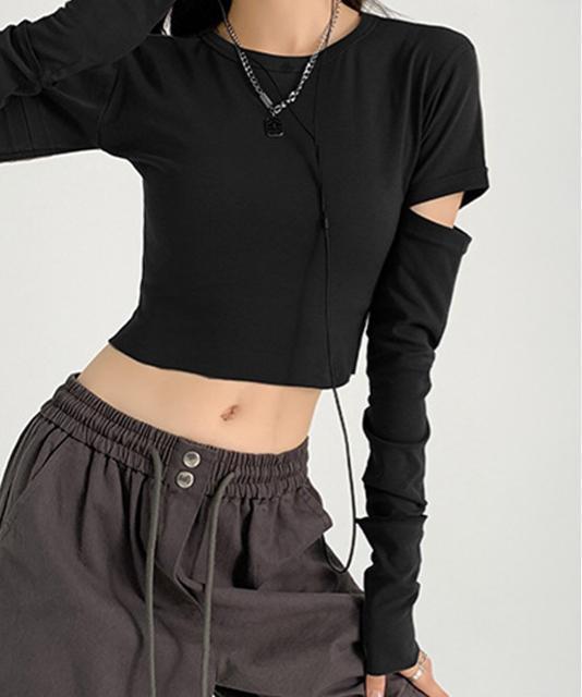 送料無料 新品 長袖Tシャツ 袖カットアウト カットソー < 女性ファッション  送料無料 新品 長袖Tシャツ 袖カットアウト カットソー < 女性ファッションの