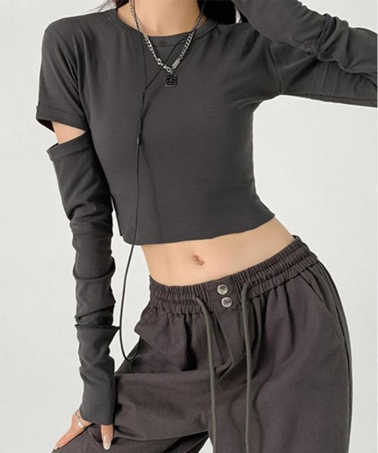 送料無料 新品 長袖Tシャツ 袖カットアウト カットソー < 女性ファッション  送料無料 新品 長袖Tシャツ 袖カットアウト カットソー < 女性ファッションの