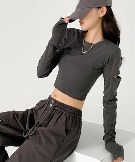 送料無料 新品 長袖Tシャツ 袖カットアウト カットソー < 女性ファッション  送料無料 新品 長袖Tシャツ 袖カットアウト カットソー < 女性ファッションの