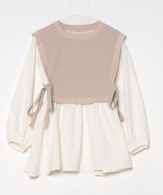 【RAY CASSIN / レイカズン】 サイドリボンベストドッキングブラウス チュニック 長袖 < ブランド 【RAY CASSIN / レイカズン】 サイドリボンベストドッキングブラウス チュニック 長袖 < ブランドの