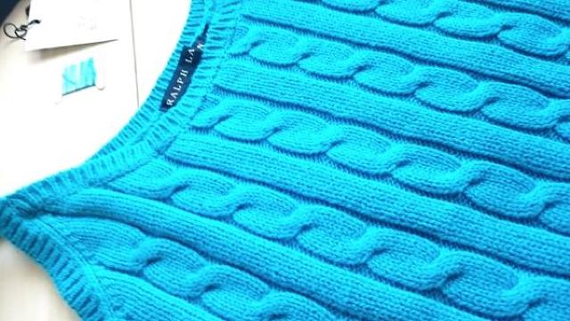 ラルフローレン/タンクトップ/キャミ/ケーブル編ニット/水色/モデル着同型同色完売レア < ブランド  ラルフローレン/タンクトップ/キャミ/ケーブル編ニット/水色/モデル着同型同色完売レア < ブランドの