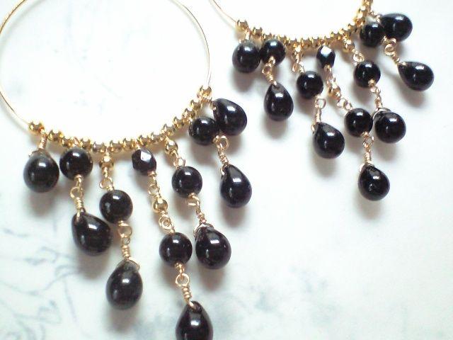 *シャンデリアフープピアス*黒 16020 < 女性アクセサリー/時計  *シャンデリアフープピアス*黒 16020 < 女性アクセサリー/時計の