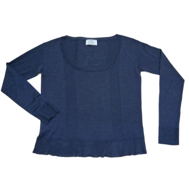 新品プラダPRADAウール×絹Uネック薄手ニットセーター濃紺38 < ブランド 新品プラダPRADAウール×絹Uネック薄手ニットセーター濃紺38 < ブランドの