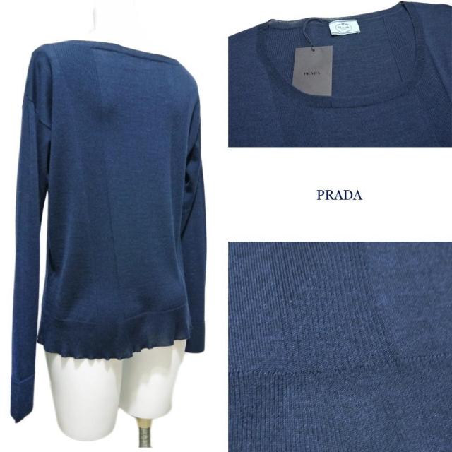 新品プラダPRADAウール×絹Uネック薄手ニットセーター濃紺38 < ブランド 新品プラダPRADAウール×絹Uネック薄手ニットセーター濃紺38 < ブランドの