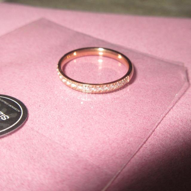 未使用☆ステンレス製*ピンキーリング9号*高見えキラキラストーン(ピンクゴールド系)ポーチ付き < 女性アクセサリー/時計  未使用☆ステンレス製*ピンキーリング9号*高見えキラキラストーン(ピンクゴールド系)ポーチ付き < 女性アクセサリー/時計の