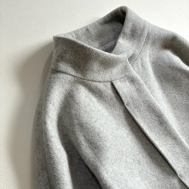 ◆上質◆日本製◆大きいサイズ感◆ロングウールコート◆スタンドカラー◆グレー◆F < 女性ファッション ◆上質◆日本製◆大きいサイズ感◆ロングウールコート◆スタンドカラー◆グレー◆F < 女性ファッションの