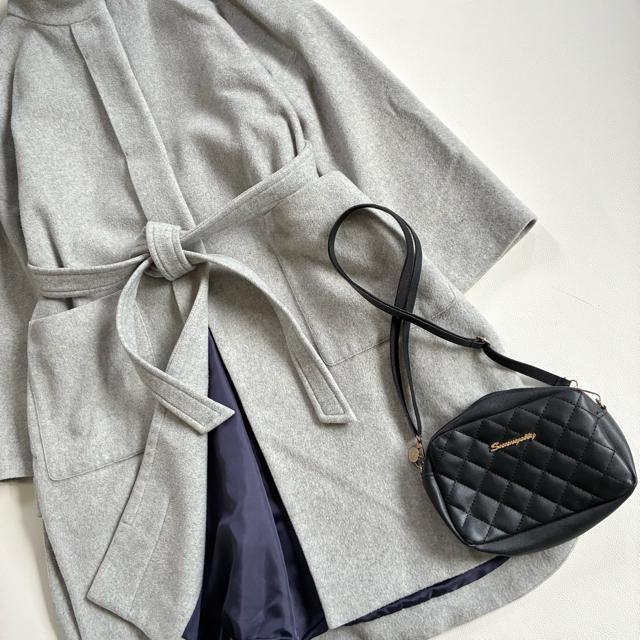 ◆上質◆日本製◆大きいサイズ感◆ロングウールコート◆スタンドカラー◆グレー◆F < 女性ファッション ◆上質◆日本製◆大きいサイズ感◆ロングウールコート◆スタンドカラー◆グレー◆F < 女性ファッションの