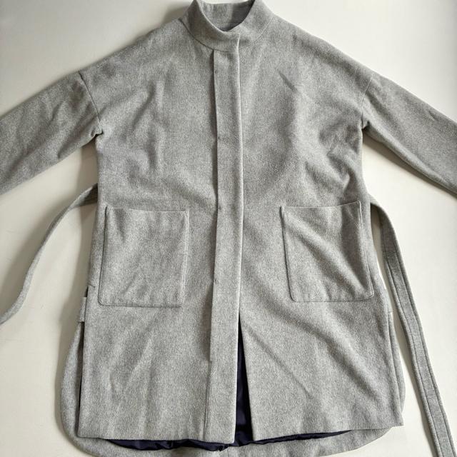 ◆上質◆日本製◆大きいサイズ感◆ロングウールコート◆スタンドカラー◆グレー◆F < 女性ファッション ◆上質◆日本製◆大きいサイズ感◆ロングウールコート◆スタンドカラー◆グレー◆F < 女性ファッションの