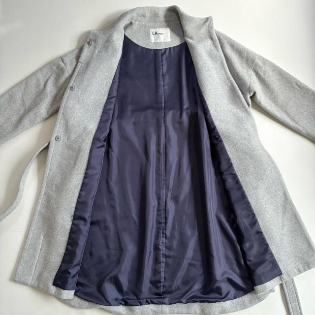 ◆上質◆日本製◆大きいサイズ感◆ロングウールコート◆スタンドカラー◆グレー◆F < 女性ファッション ◆上質◆日本製◆大きいサイズ感◆ロングウールコート◆スタンドカラー◆グレー◆F < 女性ファッションの