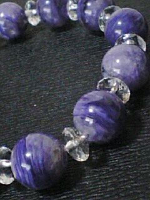 手作り!12_玉チャロアイト×カット水晶ブレスレット < 男性アクセサリー/時計 手作り!12_玉チャロアイト×カット水晶ブレスレット < 男性アクセサリー/時計の