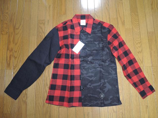 新品 uniform experiment チェック 迷彩柄 ミリタリーシャツ 2 赤黒 FABRIC MIX MILITARY < ブランド  新品 uniform experiment チェック 迷彩柄 ミリタリーシャツ 2 赤黒 FABRIC MIX MILITARY  < ブランドの