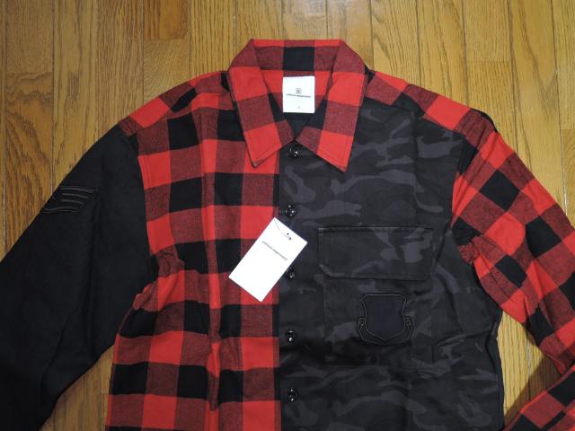 新品 uniform experiment チェック 迷彩柄 ミリタリーシャツ 2 赤黒 FABRIC MIX MILITARY < ブランド  新品 uniform experiment チェック 迷彩柄 ミリタリーシャツ 2 赤黒 FABRIC MIX MILITARY < ブランドの