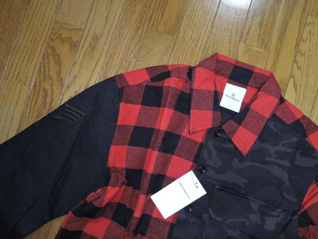 新品 uniform experiment チェック 迷彩柄 ミリタリーシャツ 2 赤黒 FABRIC MIX MILITARY < ブランド  新品 uniform experiment チェック 迷彩柄 ミリタリーシャツ 2 赤黒 FABRIC MIX MILITARY < ブランドの