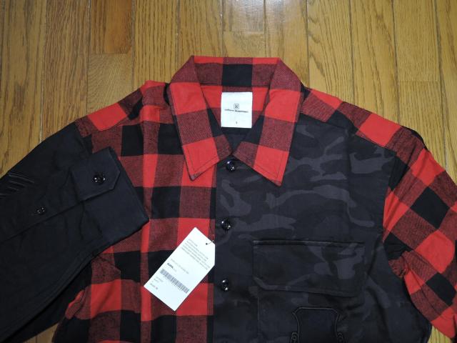新品 uniform experiment チェック 迷彩柄 ミリタリーシャツ 2 赤黒 FABRIC MIX MILITARY < ブランド  新品 uniform experiment チェック 迷彩柄 ミリタリーシャツ 2 赤黒 FABRIC MIX MILITARY < ブランドの