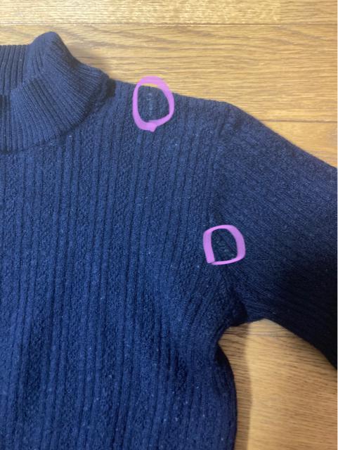 1448.ウールニットカットソー☆紺/ネイビー☆サイズS程度☆難あり < 女性ファッション  1448.ウールニットカットソー☆紺/ネイビー☆サイズS程度☆難あり < 女性ファッションの