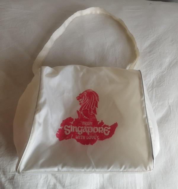 シンガポール マーライオン 白 ナイロン フライトバッグ 自立する 中古 < 男性ファッション  シンガポール マーライオン 白 ナイロン フライトバッグ 自立する 中古  < 男性ファッションの